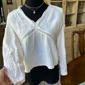 Sanctuary flowy crochet long sleeve top 100% cotton
